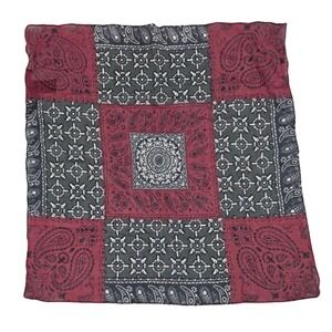 Peruvian Connection Paisley Bandana Scarf Patchwork Maroon Charcoal NWT